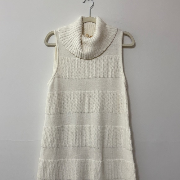 ANTHROPOLOGIE Moth Cream Knit turtleneck long dress wool blend - Picture 7 of 10